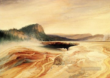  Moran Pintura - Gigante Azul Primavera Yellowstone Montañas Rocosas Escuela Thomas Moran acuarela